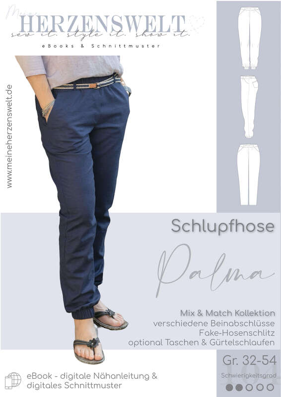 Hose Damen – E-Book Schnittmuster Gr. 32-54 – Palma