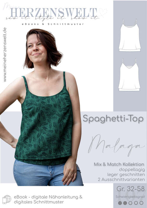 Top Damen – E-Book Schnittmuster Gr. 32-58 – Malaga