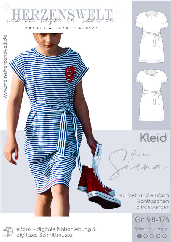 Kleid Mädchen – E-Book Schnittmuster Gr. 98-176 – deine Siena