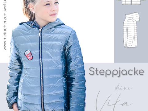 Steppjacke Kinder – E-Book- Schnittmuster Gr. 86-176 – deine Vika