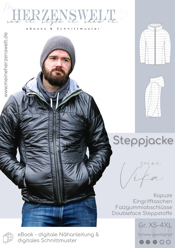 Steppjacke Herren – E-Book Schnittmuster Gr. XS-4XL – seine Vika