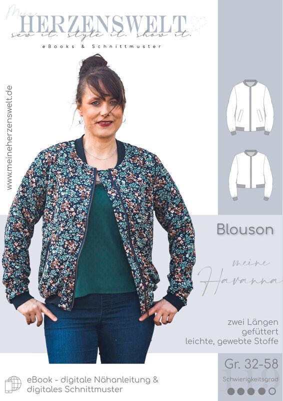 Blouson Damen – E-Book Schnittmuster Gr. 32-58 – Havanna