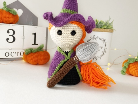 Crochet Witch Doll pattern. Amigurumi Witch Pattern PDF File.