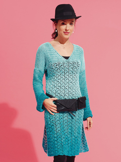 Häkelanleitung: Knielanges Häkel-Kleid mit seitlichen Schlitzen