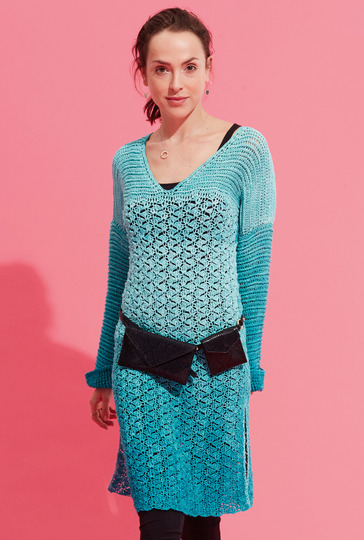 Häkelanleitung: Knielanges Häkel-Kleid mit seitlichen Schlitzen