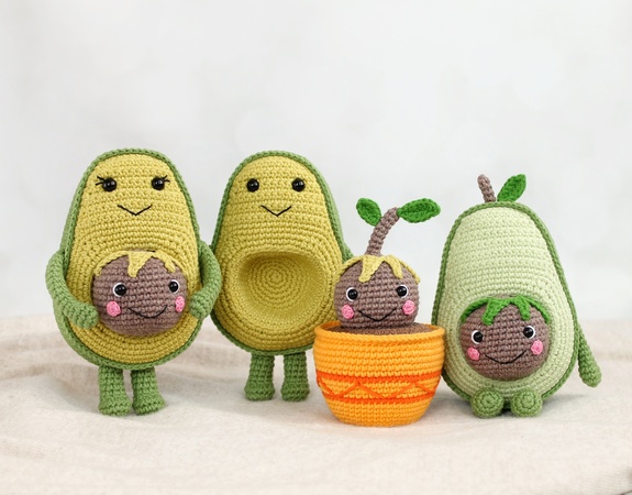 Avocado Family Amigurumi Crochet Pattern