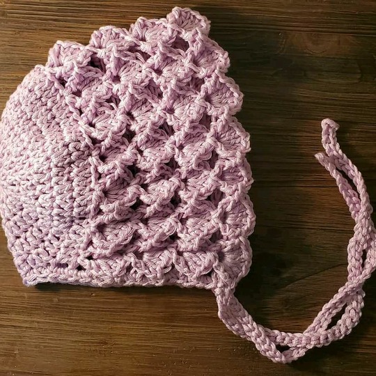 Crochet Lacy Baby Bonnet Pattern