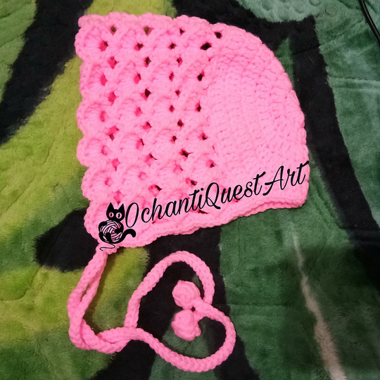 Crochet Lacy Baby Bonnet Pattern