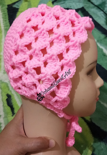 Crochet Lacy Baby Bonnet Pattern