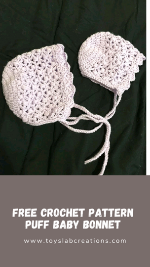 Crochet Puff Baby Bonnet Pattern