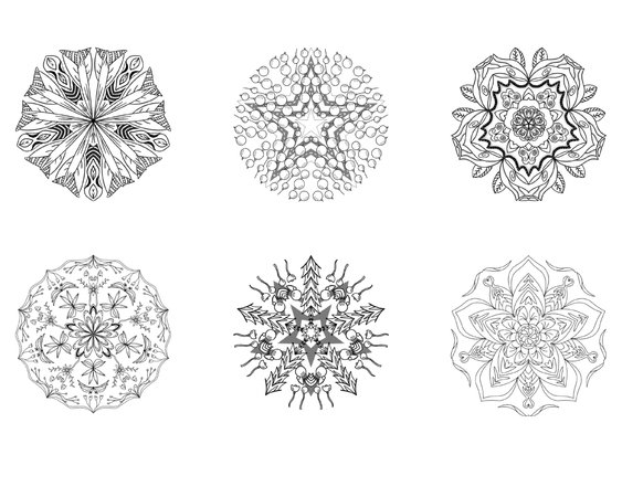 A5 Greetings Cards Set 1, 6 Colouring Pages, Mandala designs & Sentiments