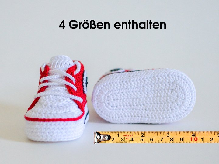 Crochet pattern baby booties, high top baby sneakers 4 sizes, newborn gift
