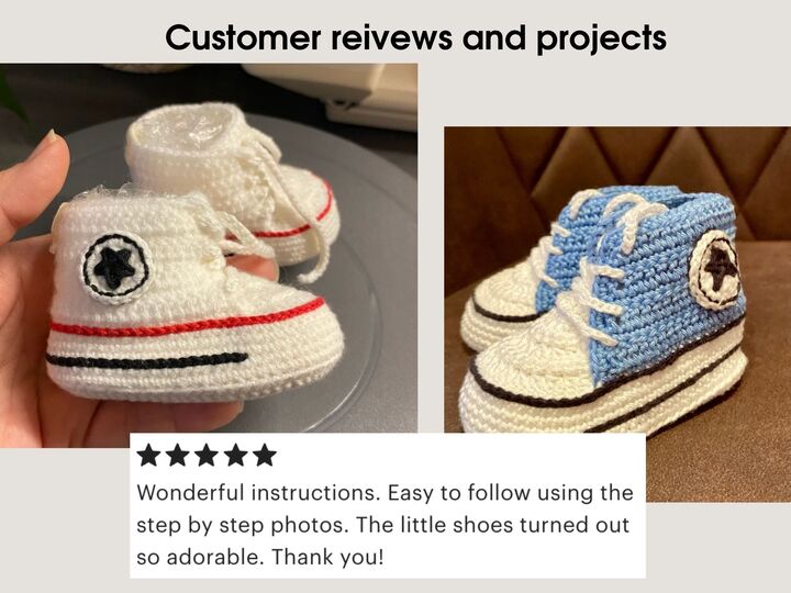 Crochet pattern baby booties, high top baby sneakers 4 sizes, newborn gift