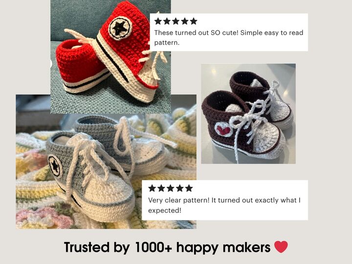 Häkelanleitung Babyschuhe – Knöchelturnschuhe in 4 Größen (PDF)