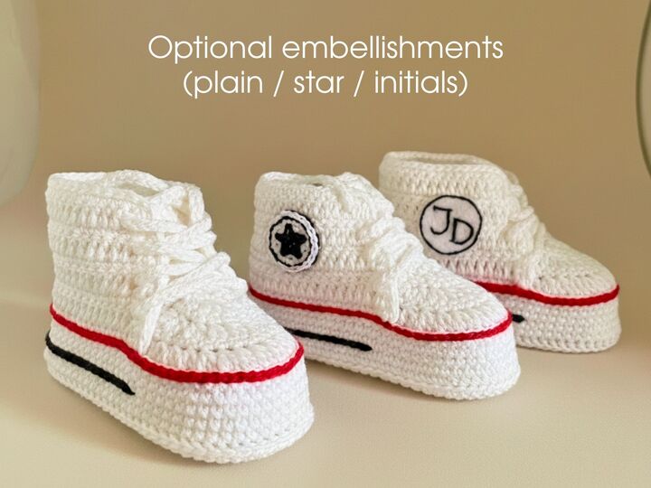 Häkelanleitung Babyschuhe – Knöchelturnschuhe in 4 Größen (PDF)