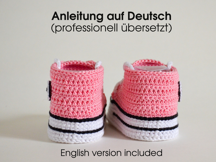 Häkelanleitung Babyschuhe – Knöchelturnschuhe in 4 Größen (PDF)