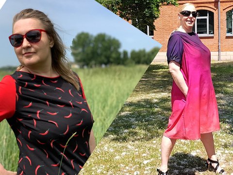 Zyane Kleid-Tunika-Shirt-Top mit asymmetrischen Falten im Vorderteil
