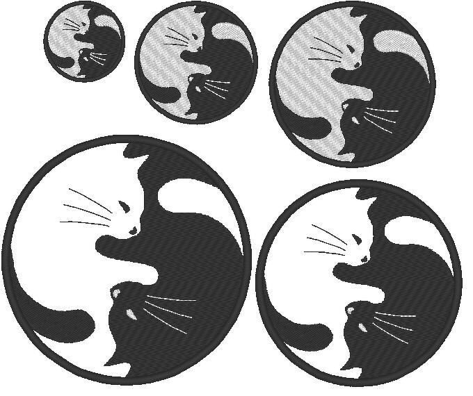 Stickdatei - Yin Yang Katze