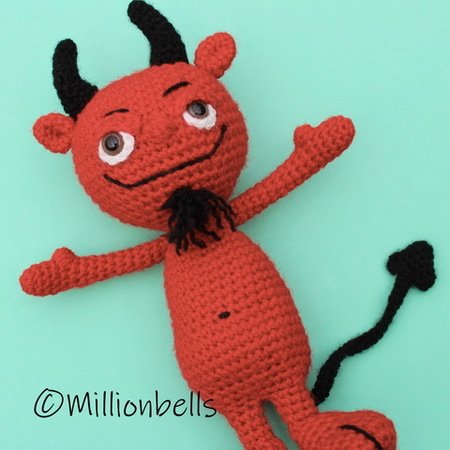 Cheeky Red Devil Amigurumi Crochet Pattern Halloween Doll