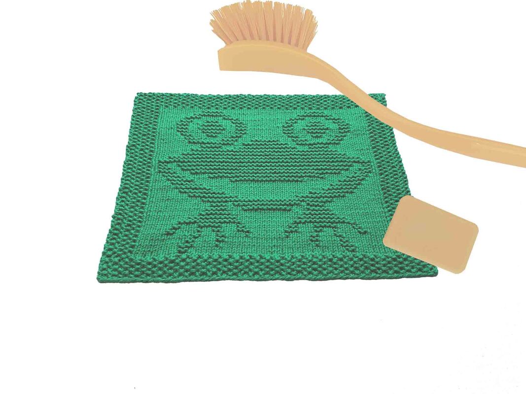 dekoratives Spültuch Motiv „ Frosch “ Strickanleitung einfach für Anfänger