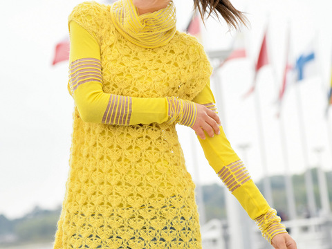 Vielseitige, gehäkelte Tunika aus leichtem Alpaca-Garn