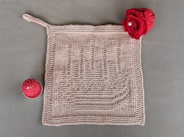 Knitting pattern washcloth / dishcloth "Happy Birthday" - easy