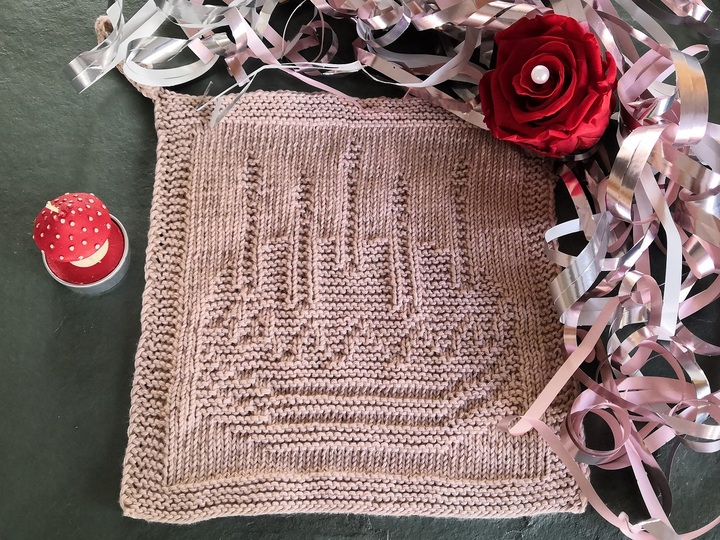 Strickanleitung Waschlappen / Spültuch "Happy Birthday" - ganz einfach