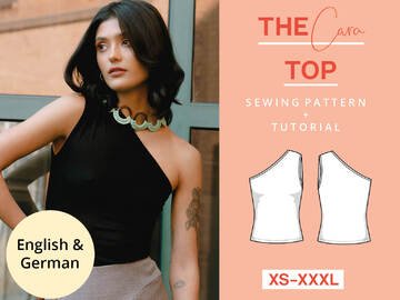 Sewing pattern asymmetrical jersey top for women XS-XXXL, easy