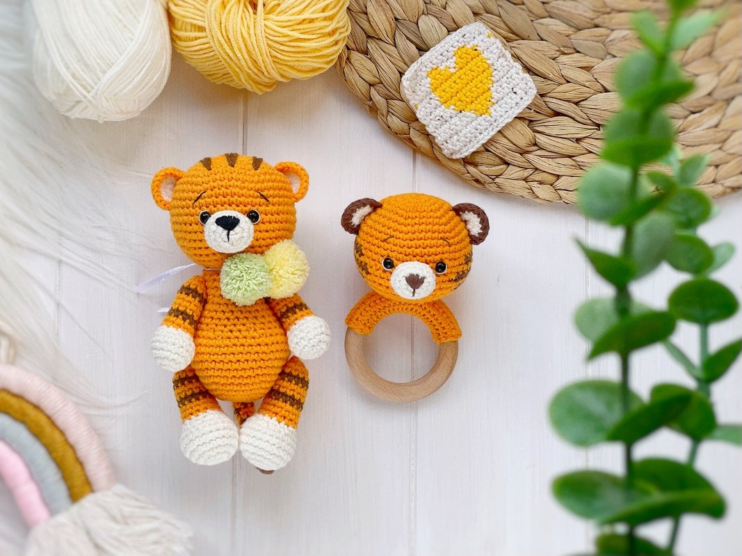 Amigurumi crochet patterns SET tiger: amigurumi and rattle - Image 3