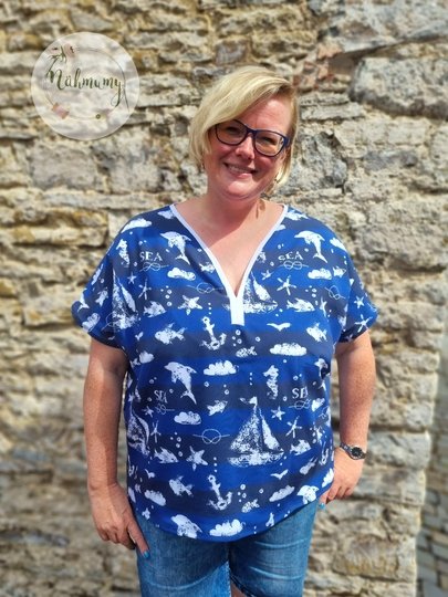 Schnittmuster loses Shirt mit überschnittenen Schultern Damen Gr. 32 - 62