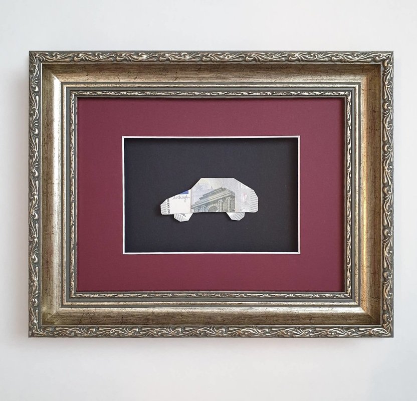 Origami Geldschein Auto 2D mit Räder (*)