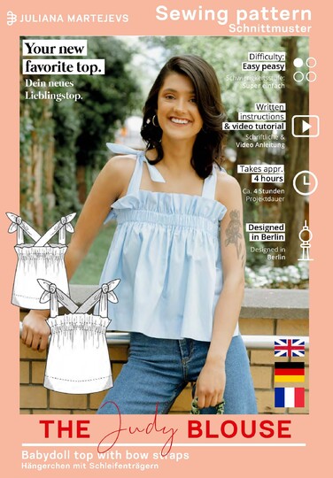 Sewing pattern babydoll blouse top for women XS-XXXL easy video tutorial