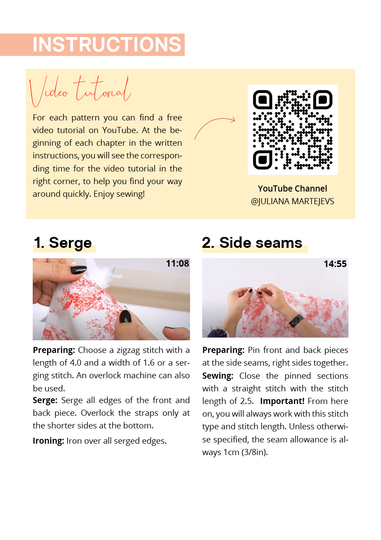 Sewing pattern babydoll blouse top for women XS-XXXL easy video tutorial