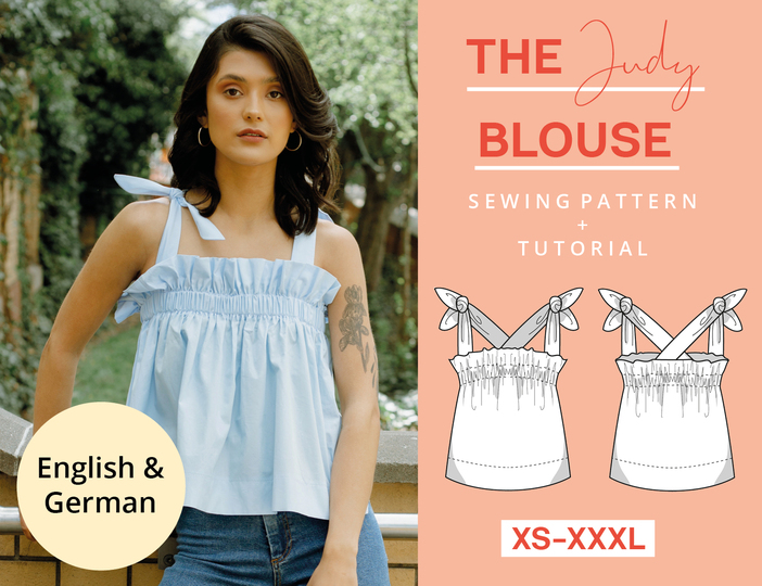 Sewing pattern babydoll blouse top for women XS-XXXL easy video tutorial