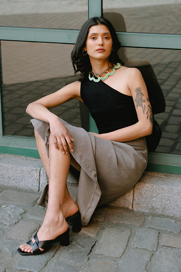 Pattern asymmetrical skirt in midi length for women XS-XXXL Easy