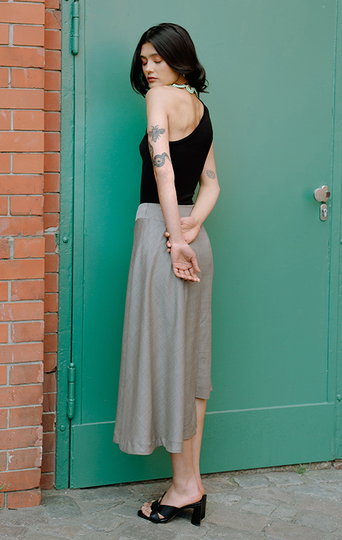 Pattern asymmetrical skirt in midi length for women XS-XXXL Easy