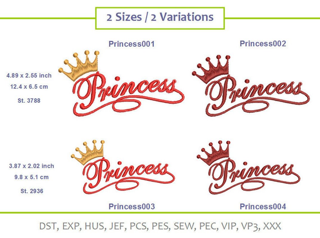 Princess (2 Variations, each 2 Sizes) - Embroidery