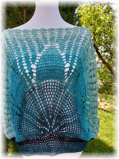 Häkelanleitung Halbrundshirt Dahlia