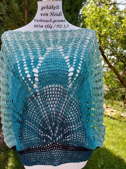 Häkelanleitung Halbrundshirt Dahlia