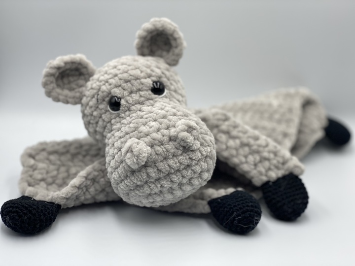 Häkelanleitung - Schnuffeltuch / Schmusetuch Hippo / Nilpferd