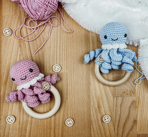 Häkelanleitung Beißring Krake Marlin Deutsch