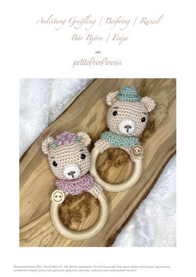 Häkelanleitung Beißring Bären Björn und Finja Deutsch