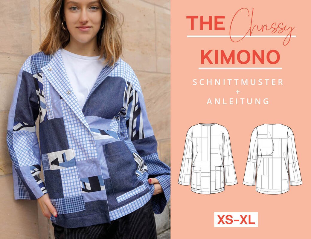 Schnittmuster Patchwork Kimono Damen Oversized XS-XL mit Video-Anleitung