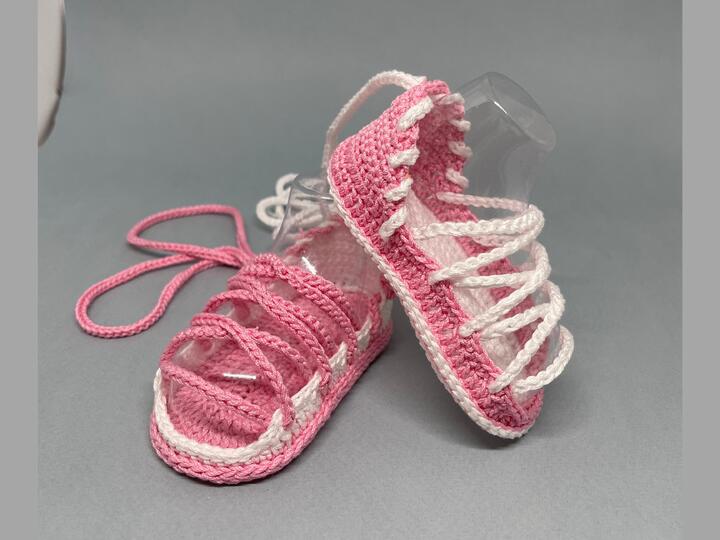 Crochet gladiator baby sandals 0-3 months, summer beach baby girl boy shoes