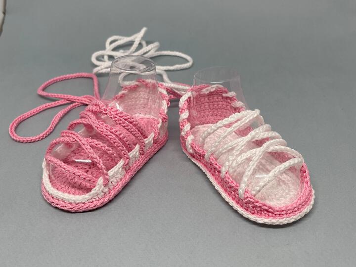 Crochet gladiator baby sandals 0-3 months, summer beach baby girl boy shoes