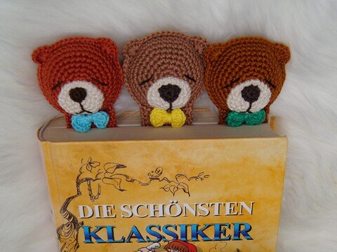 Häkelanleitung Lesezeichen Bär