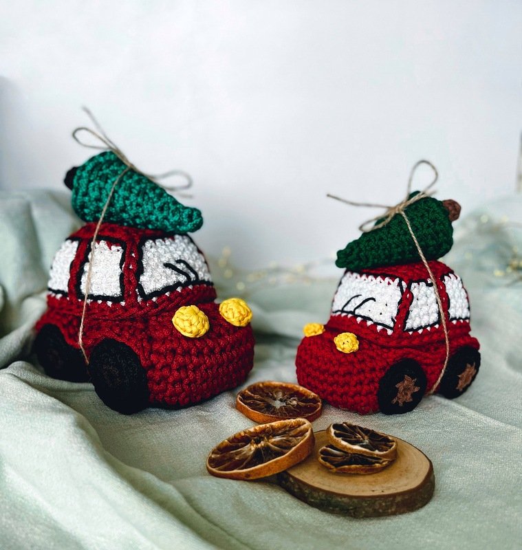 Crochet pattern basket car with Christmas tree PDF and video tutorial - Image 2