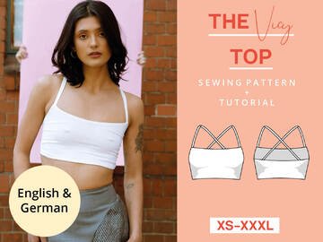 Sewing pattern top spaghetti straps, women, sizes XS-XXXL video tutorial