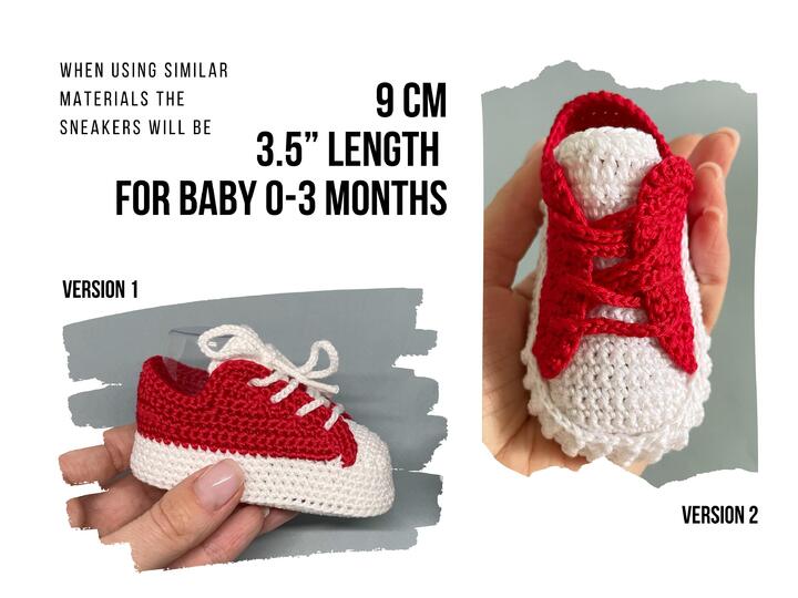 Crochet Pattern baby shoes booties 0-3 months, tennis sneakers 2 in 1