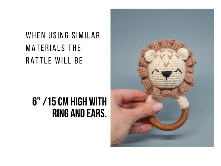 Amigurumi crochet pattern, lion rattle toy, zodiac leo gift, baby teether
